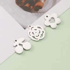 Cross-border Bestselling Mirror Polished Stainless Steel Cherry Blossom Tea Flower Heart Flower Pendant DIY Accessories