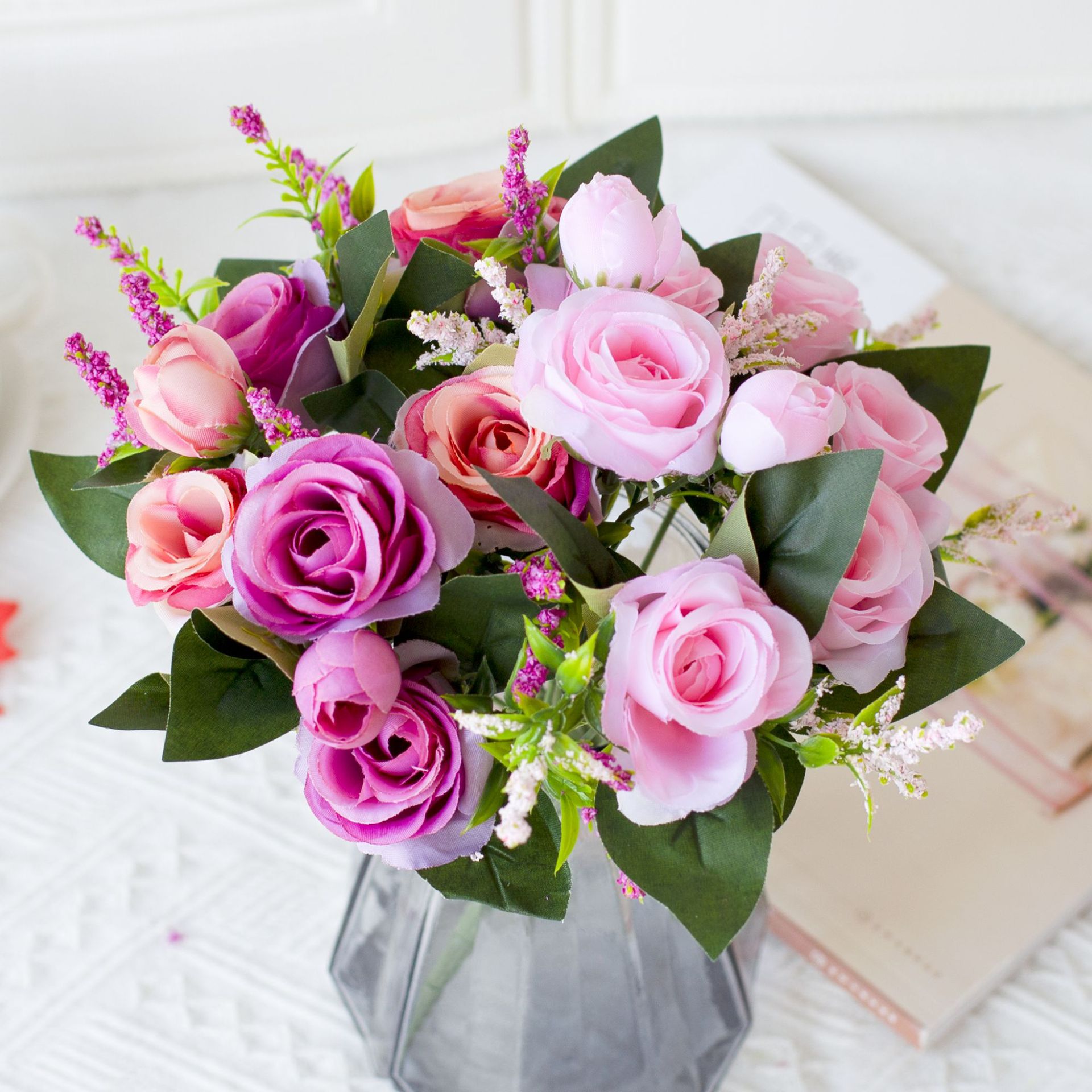 Korean Bride Wedding Bouquet Bridesmaid Artificial Flower Fake Flower Wedding Photography Props Bouquet Plastic Rose Fake Flower