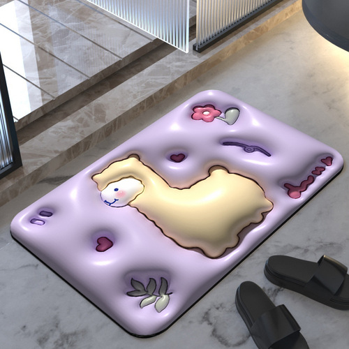 Cartoon 3D visual expansion diatom mud floor mat bathroom toilet water-absorbent quick-drying wear-resistant floor mat dropshipping