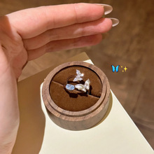 超仙蝴蝶泉边拉丝工艺蝴蝶翅膀水滴蓝托帕戒指双生蝶冷淡风小众女