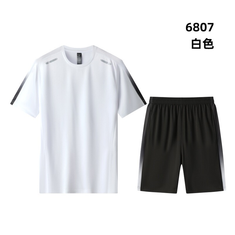 跑步服定制冰丝夏季男士速干衣健身服印logo宽松t恤短裤运动套装|undefined