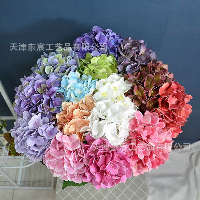 単枝72頭のフィルムのアジサイのシミュレーションの花の卸売りの大型の園芸の滝の装飾の形の偽の花の3dフィルムのアジサイ|undefined