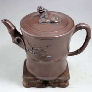 Antique Wholesale Vintage Making Teapot Wine Pot Round Bamboo Leaf Purple Sand Pot 2