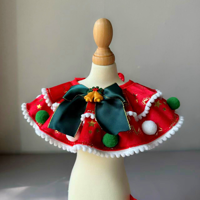 ペットのクリスマスの祝日は首を囲む装飾用品を装います。|undefined