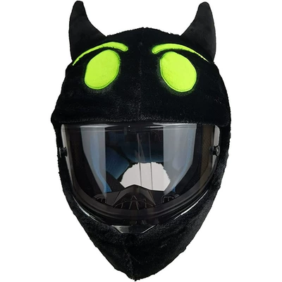 Motosiklet dəbilqələri Protective Cover for Men and Women - devil-black-and-green