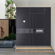 简约风一门一景入户门精雕铸铝门小区智能子母门别墅大门进户门