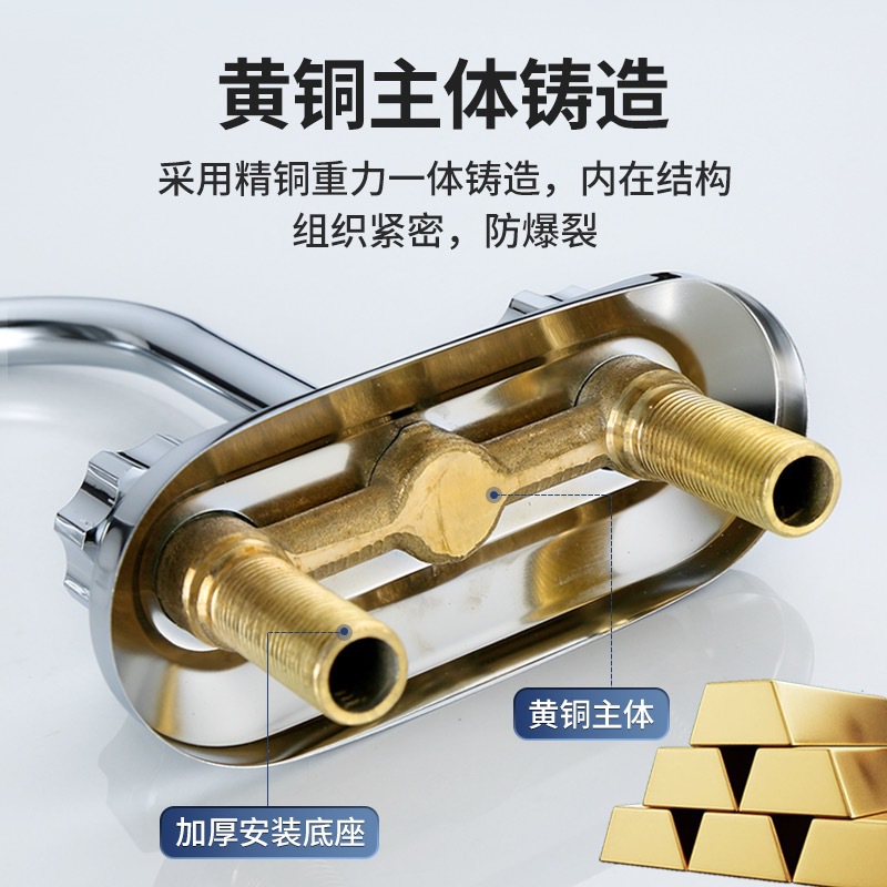 Todo el cobre doble orificio doble abierto lavabo grifo frío y caliente tres orificios lavabo lava