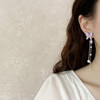 Long silver needle, trend earrings from pearl, Korean style, silver 925 sample, light luxury style, diamond encrusted, wholesale