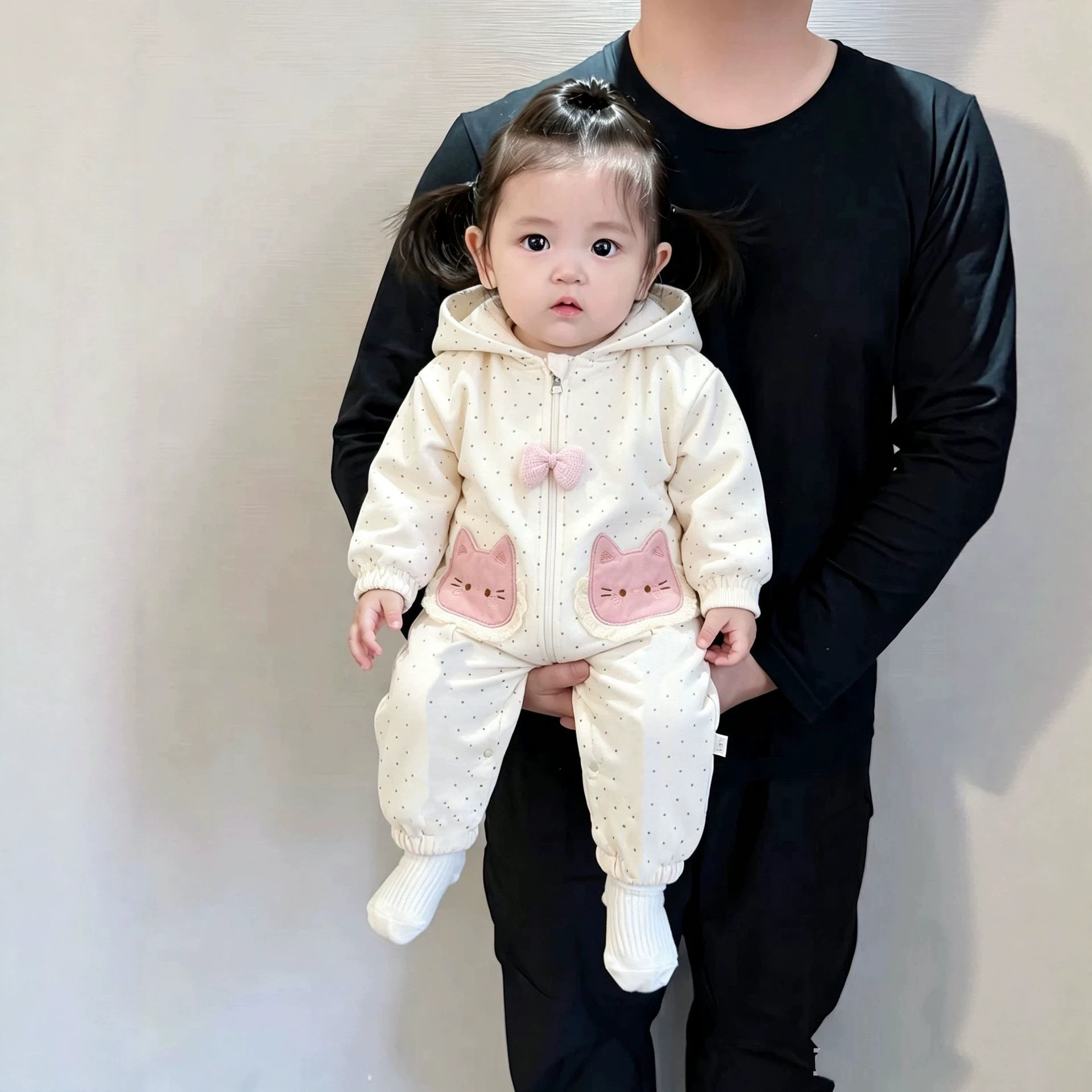 婴儿连体衣春秋装宝宝超萌带帽冲锋衣哈衣加绒防风保暖衣服外出服