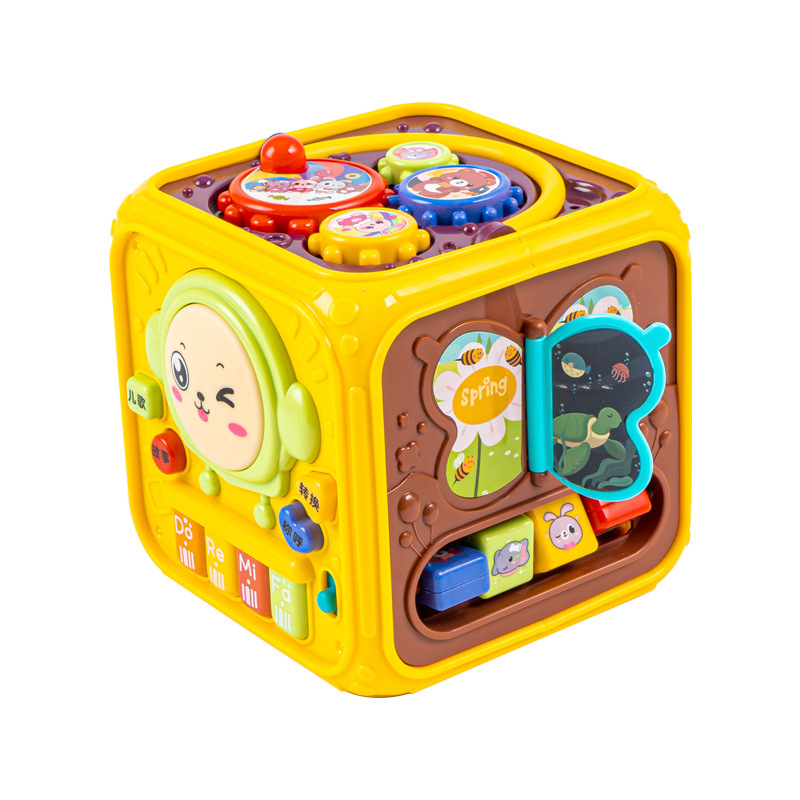 Children's Hexahedron Hand-clapped Drum 1-year-old Baby Toy Smart Cube 6-month Baby's Clap Drum Luminous Music Six-sided Drum