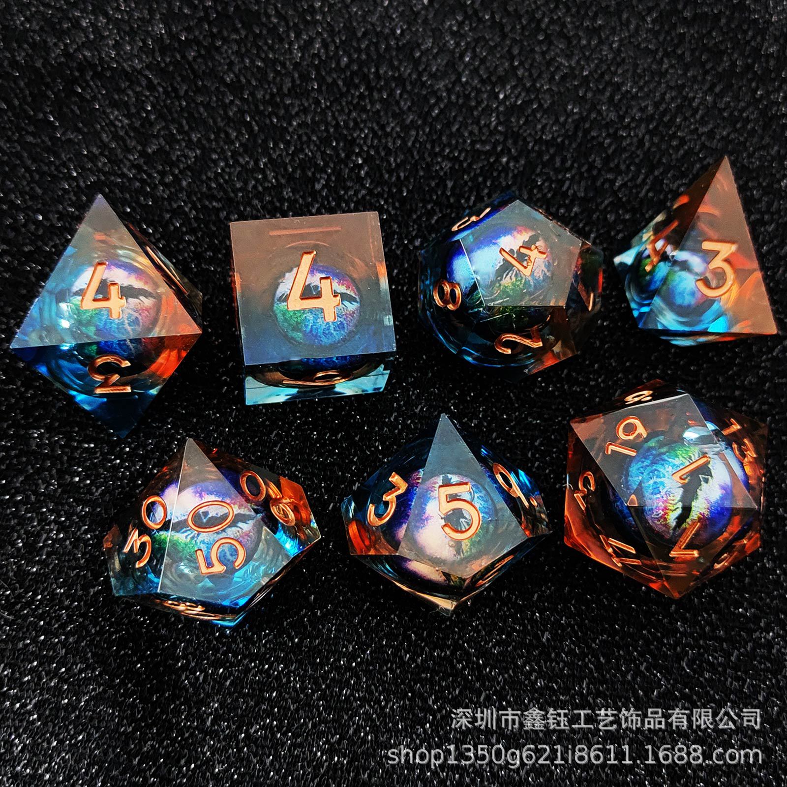 Dados de longan de resina dados de longan móviles DND Dragon y Dungeon RPG juego de mesa traje de dados de varios lados