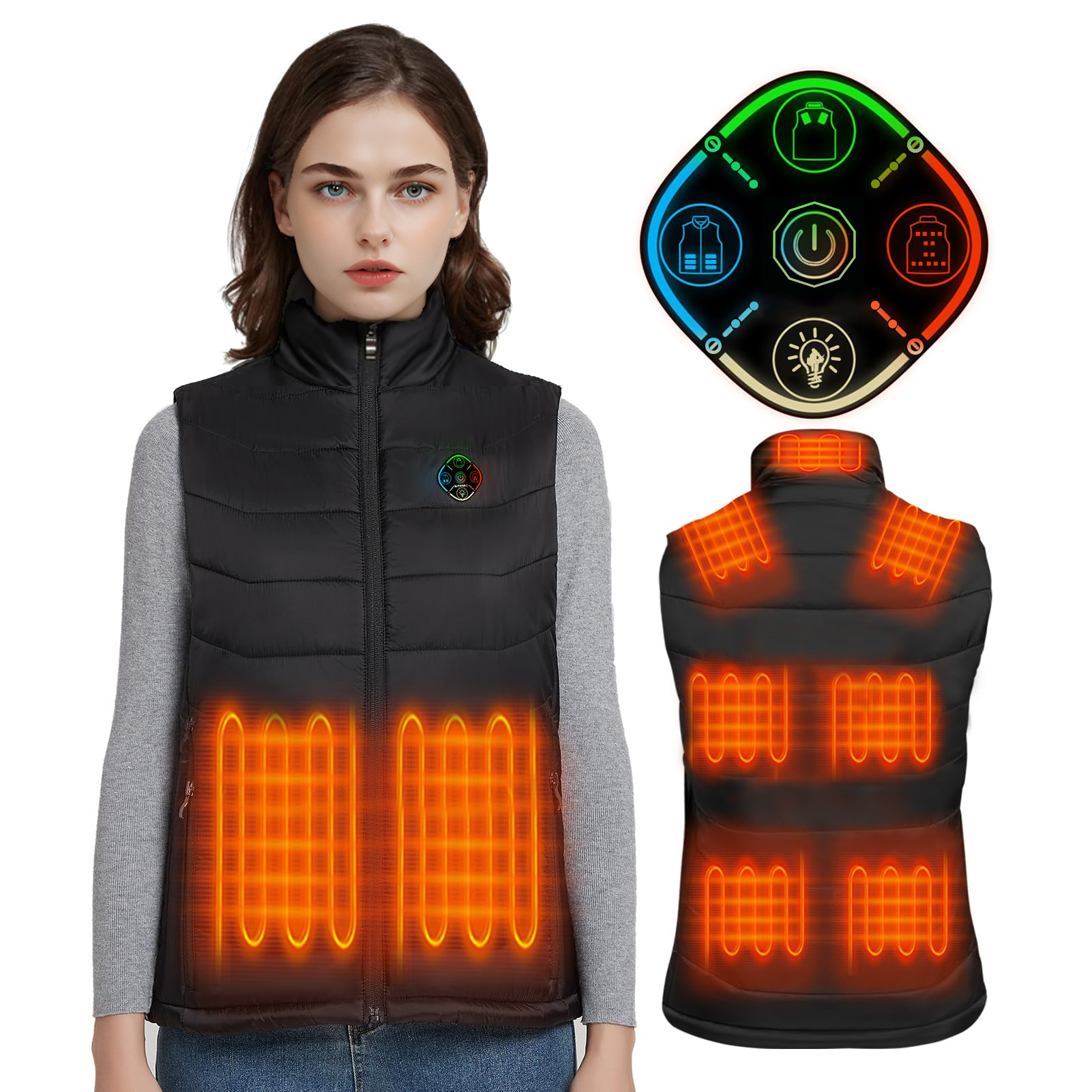 Cross-border Heated Vest, Heated Vest for Men and Women, Cotton Vest with 28 Heating Zones, Skiing Thermal Wear