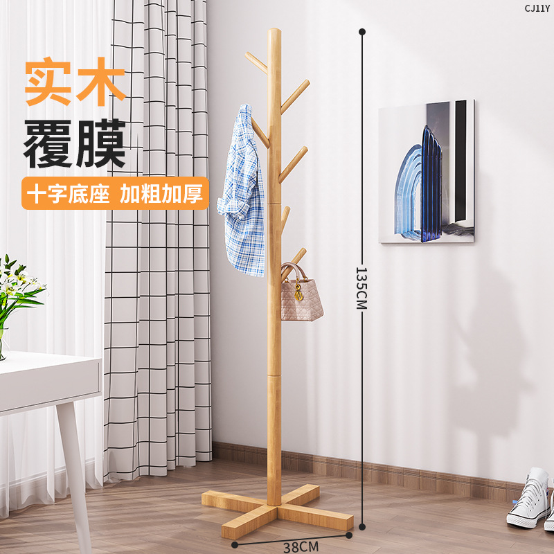 Percha de sombreros de madera sólida percha de ropa de piso percha de ropa vertical doméstica percha de ropa de oficina percha de bolsa de otoño y invierno