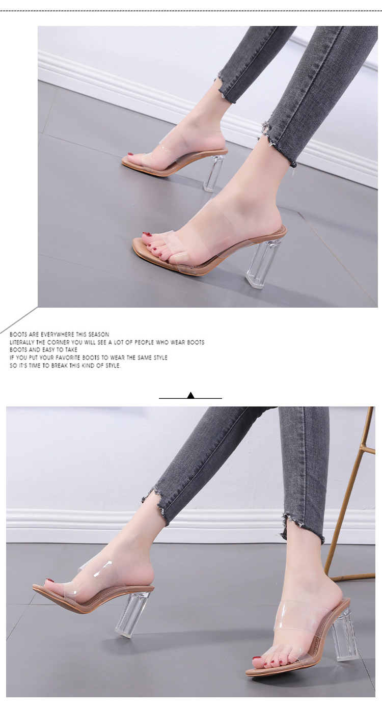 Transparent High Thick-heeled Sandals display picture 8