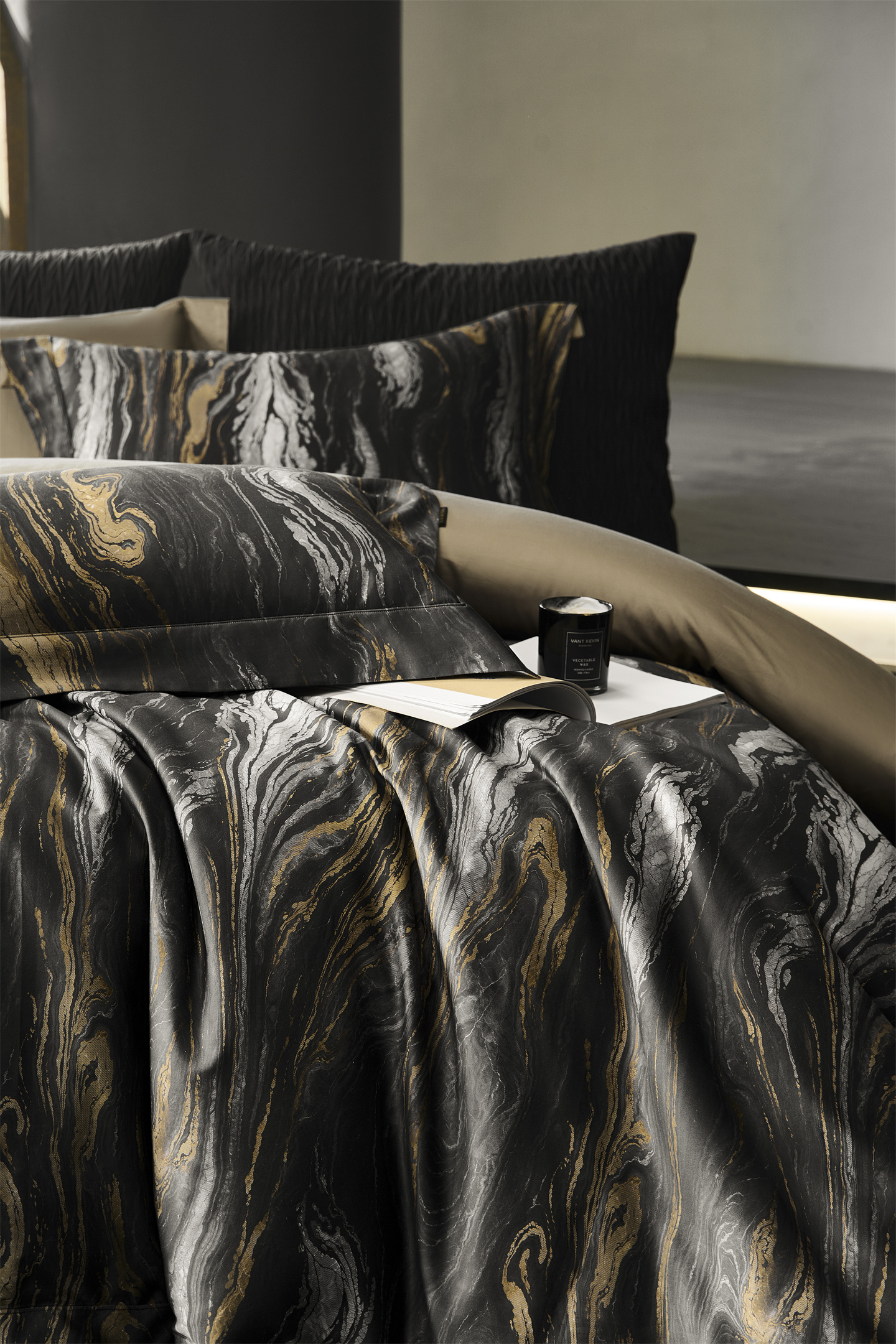 Conjunto de cama 4 peças em algodão elegante para homem_voghion.com
