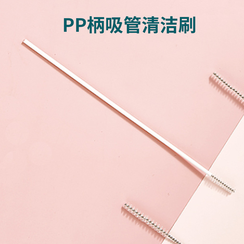 Opp Bagged Straw Brush Simple Bottle Straw Brush Pp Handle Extended Nylon Straw Brush Silicone Tube Cleaning Brush