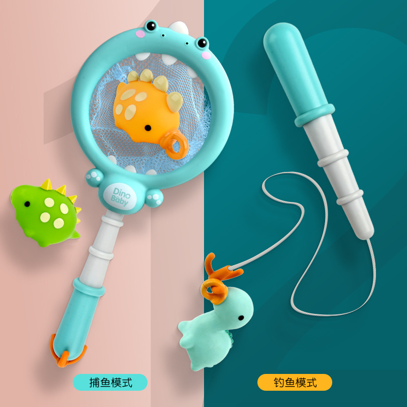 Verano DE LOS NIÑOS dinosaurio red de pesca bebé jugando agua animal spray de agua pizca llamado baño juguetes de baño