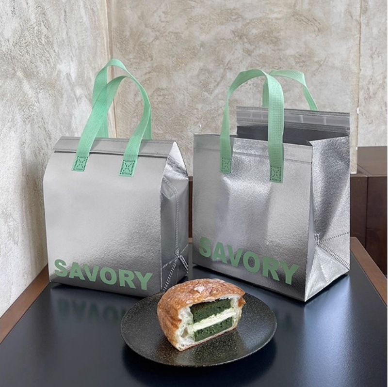 一次性蛋糕加厚铝箔保温袋外卖专用甜品面包店打包带烘焙手提袋子