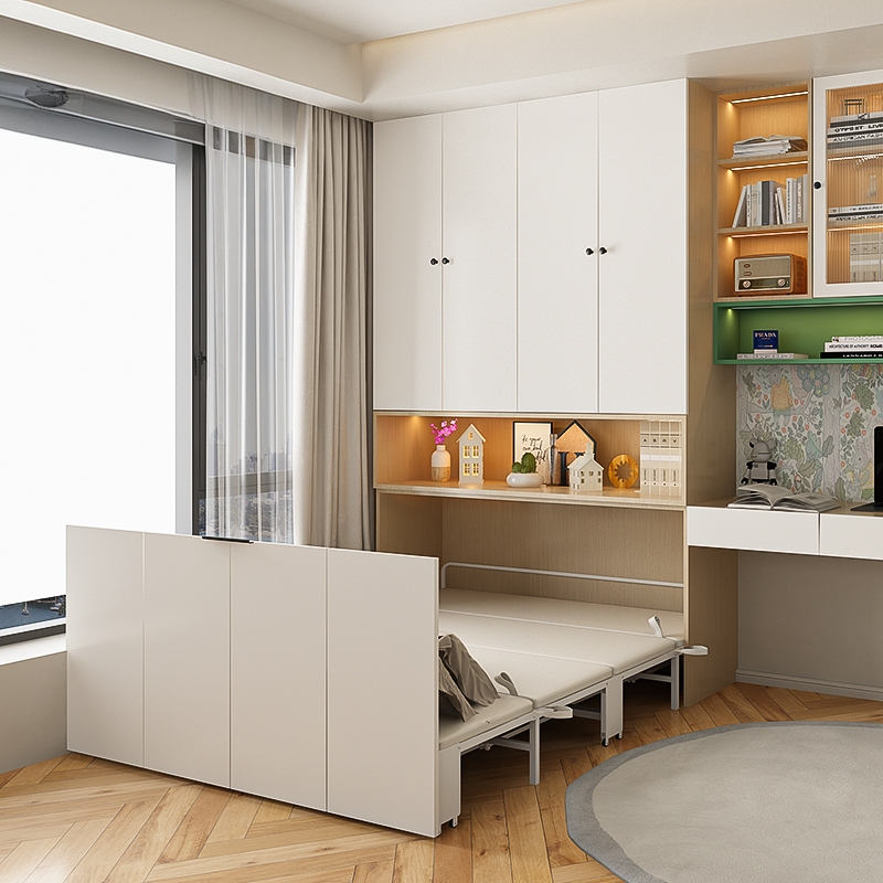 Stackable Beds That Take up Space, Adult Pull-Out Multifunctional Study Room Beds, Home-Use Invisible Beds with Integrated Wardrobe Stackable Beds That Take up Space, Adult Pull-Out Multifunctional Study Room Beds, Home-Use Invisible Beds with Integrated Wardrobe