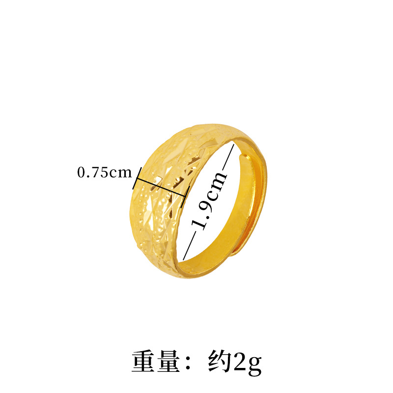 Anillo de tres filas tridimensional de las mujeres de imitación de oro geométrico arena al por mayor de oro de la joyería de suministro directo de fábrica en vivo en línea popular