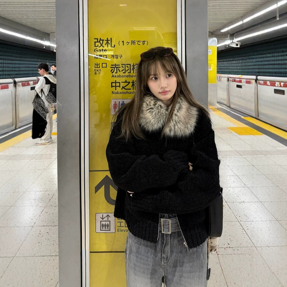 秋冬设计感加厚保暖宽松休闲夹克上衣潮美式毛领毛毛短款外套女