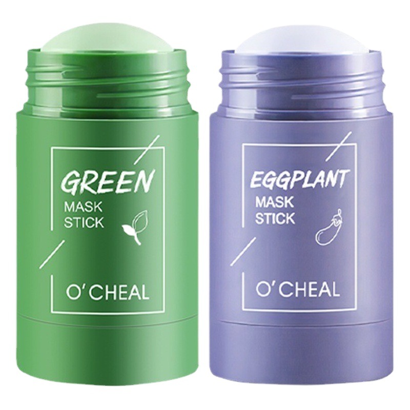 Mascarilla Facial Sólida Ouqianya para Pedidos Internacionales, Mascarilla Hidratante de Té Verde y Berenjena para Puntos Negros, Aplicación Fácil image 1