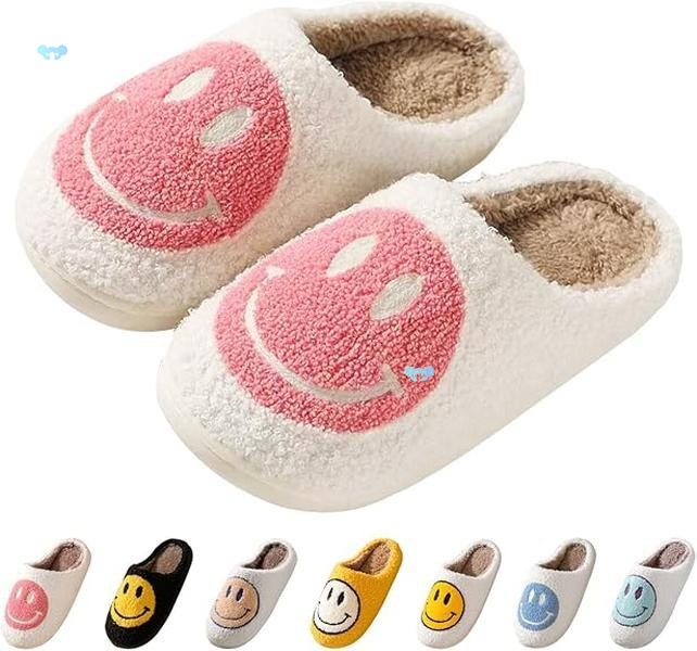 Smile Face Slippers for Women Happy face slippers Retro Soft