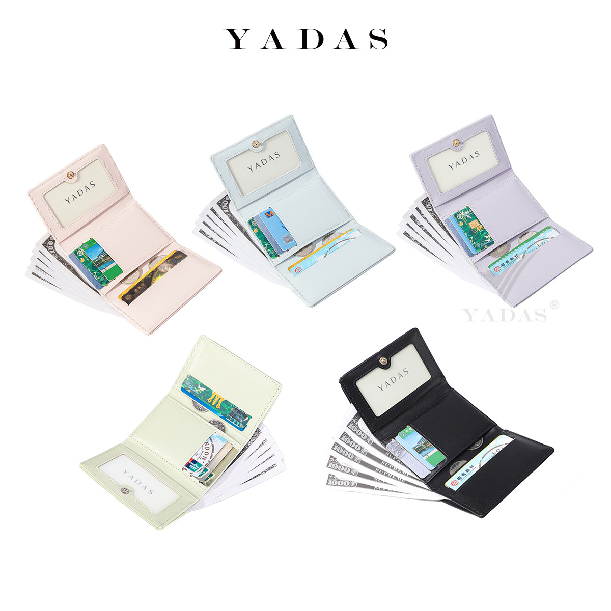 [Bowknot grande] YADAS Xiaoxiang Ladies tarjetero moda amor PU cuero corto tres pliegues monedero wallet