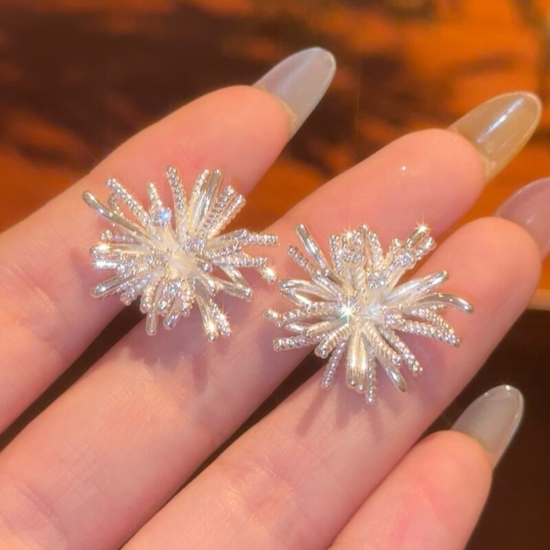 925 Silver Needle Fashion Elegant Super Flash Zircon Fireworks Earrings Female Niche Design Unique Light Luxury Earrings Earrings 925 Silver Needle Fashion Elegant Super Flash Zircon Fireworks Earrings Female Niche Design Unique Light Luxury Earrings Earrings