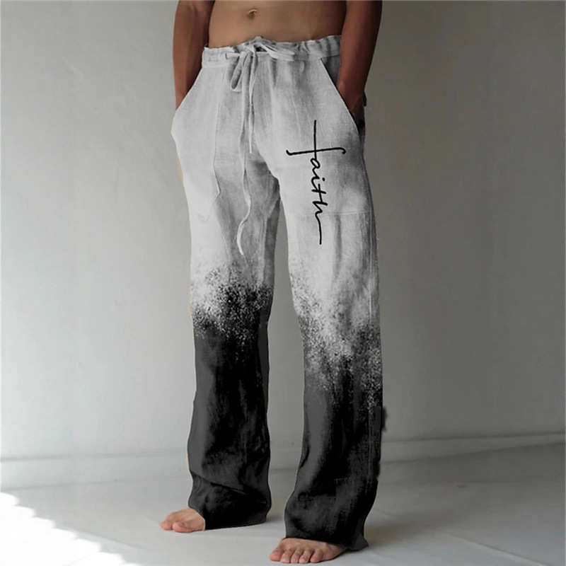 Men's Summer Pants Beach Pants Drawstring Elastic Waist 3D Printing Graphic Printing Cross Plaid Casual Daily Street