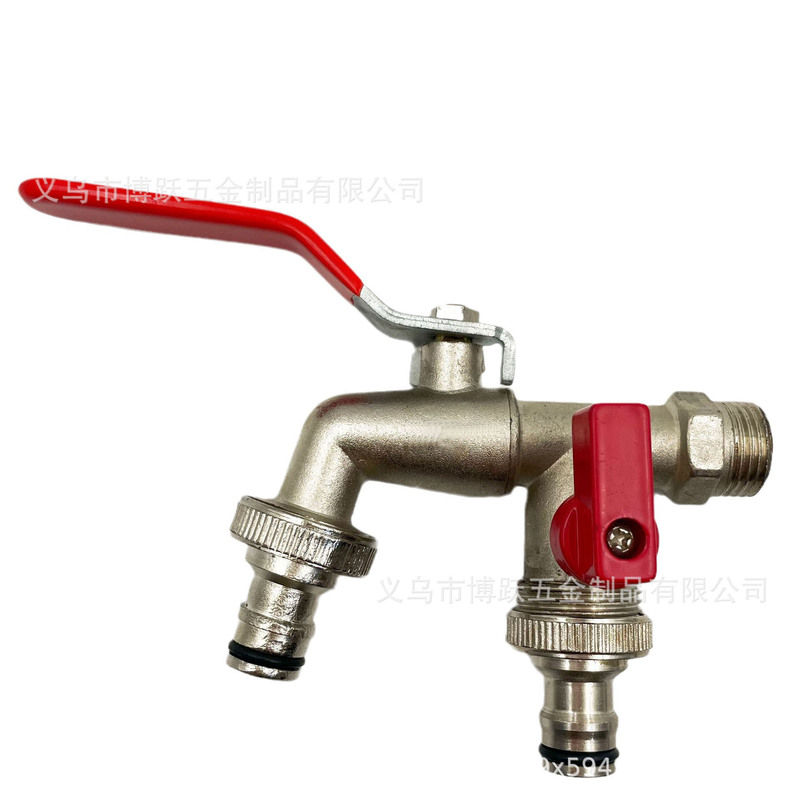 1/2 zinc alloy nozzle one in two out garden faucet four points double open double control washing machine nozzle
