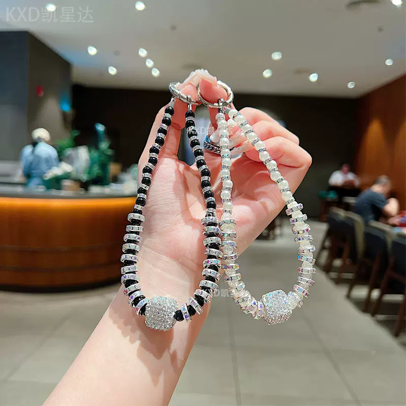 圆形轻奢风镶钻手机链手机壳挂饰挂件钻圈陶泥手机挂绳防丢手机绳