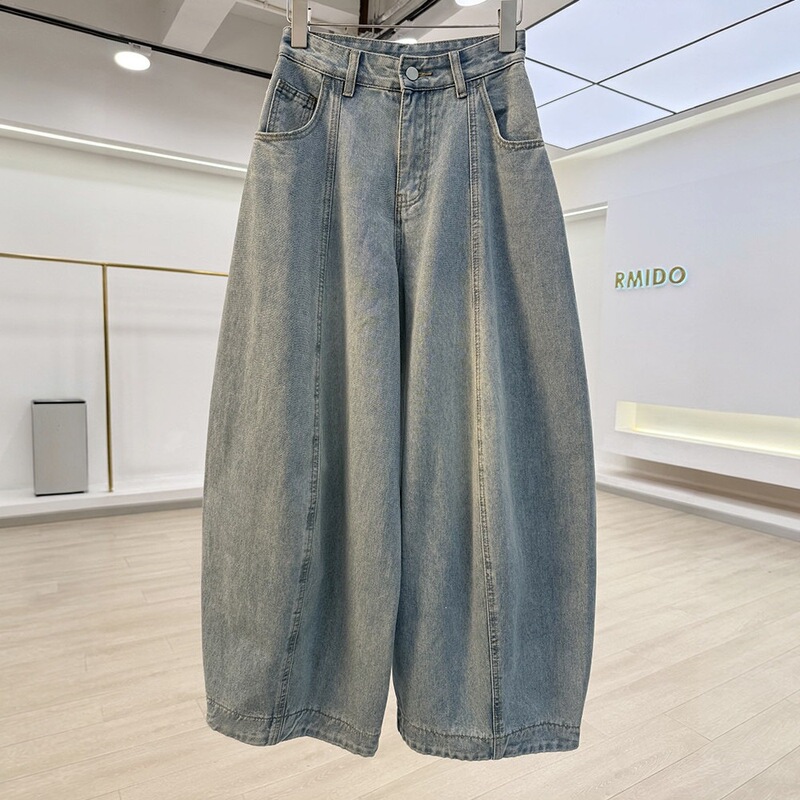 European-Style Relaxed and Stylish Balloon Jeans for Women, 2026 New Casual Loose Wide-Leg Curved Pants