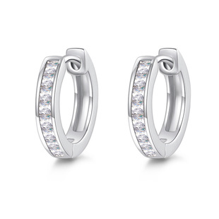 Cross-Border New S925 Sterling Silver Geometric Circle Moissanite Earrings Simple Women's Accessible Luxury Work Clothing Versatile Earrings Exquisite