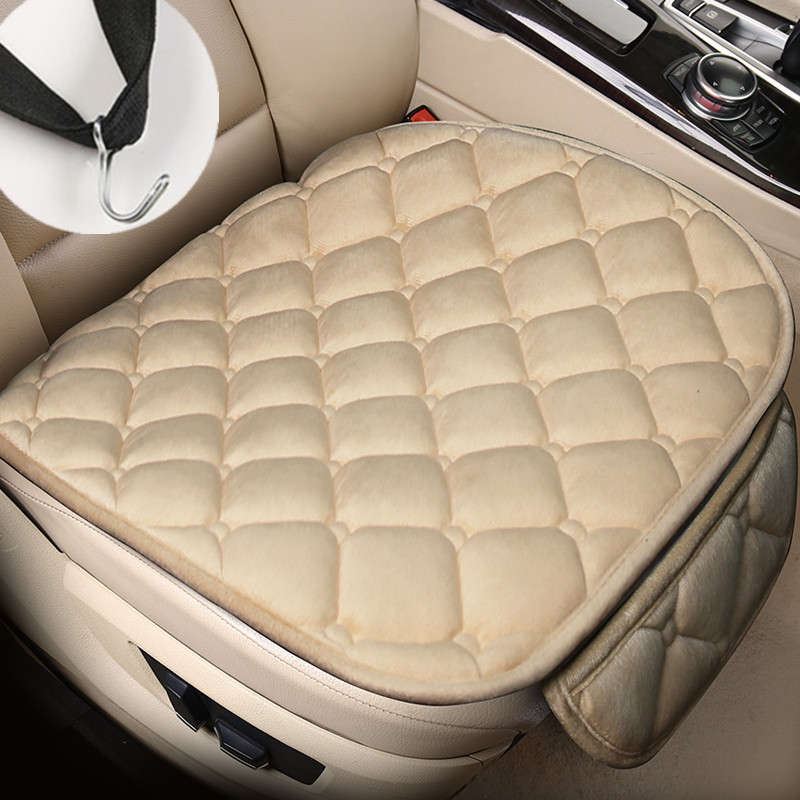 Seat cushion, seat cover: Lingxing Car Seat Cushion - velvet-warm-beige-single-piece-with-pocket-and-hook