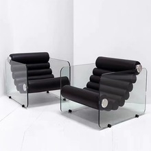 北欧简约现代透明亚克力椅子设计师网红休闲单人椅轻奢创意躺椅