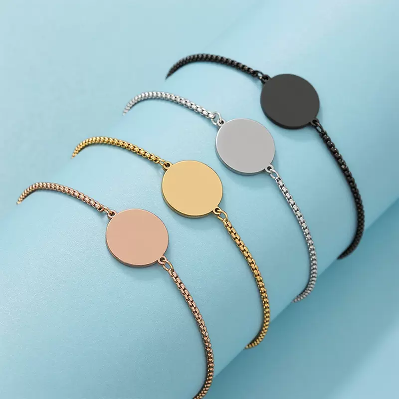 不锈钢现货圆形手链欧美跨境珍珠链手链空白材料节日礼物手链批发