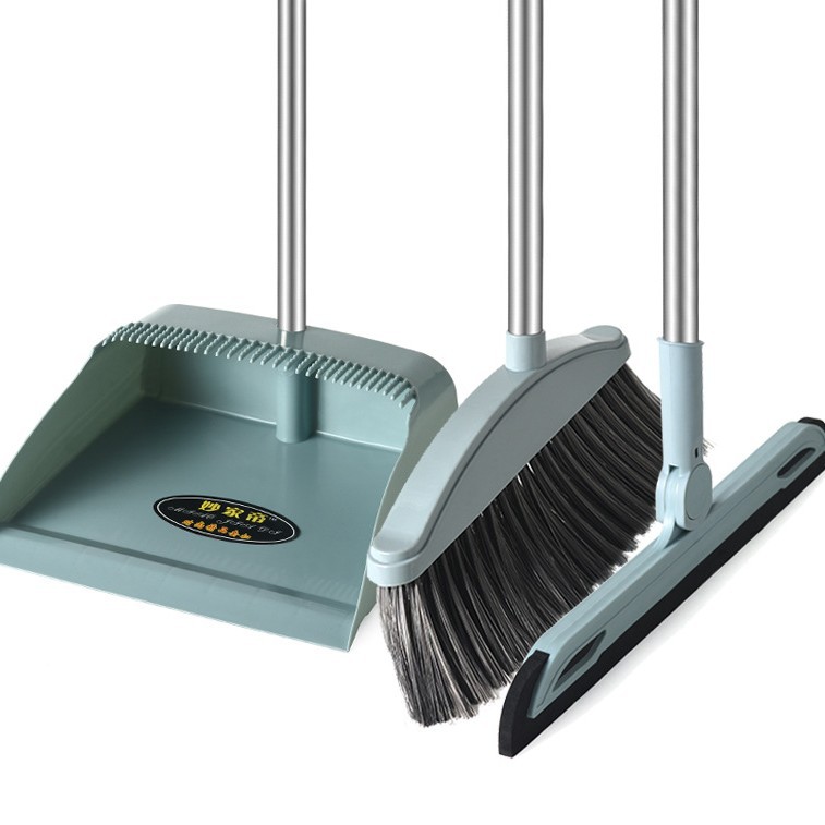 그물 레드 빗자루 쓰레받이 + 와이퍼 [라이트 블루] 3 종세트