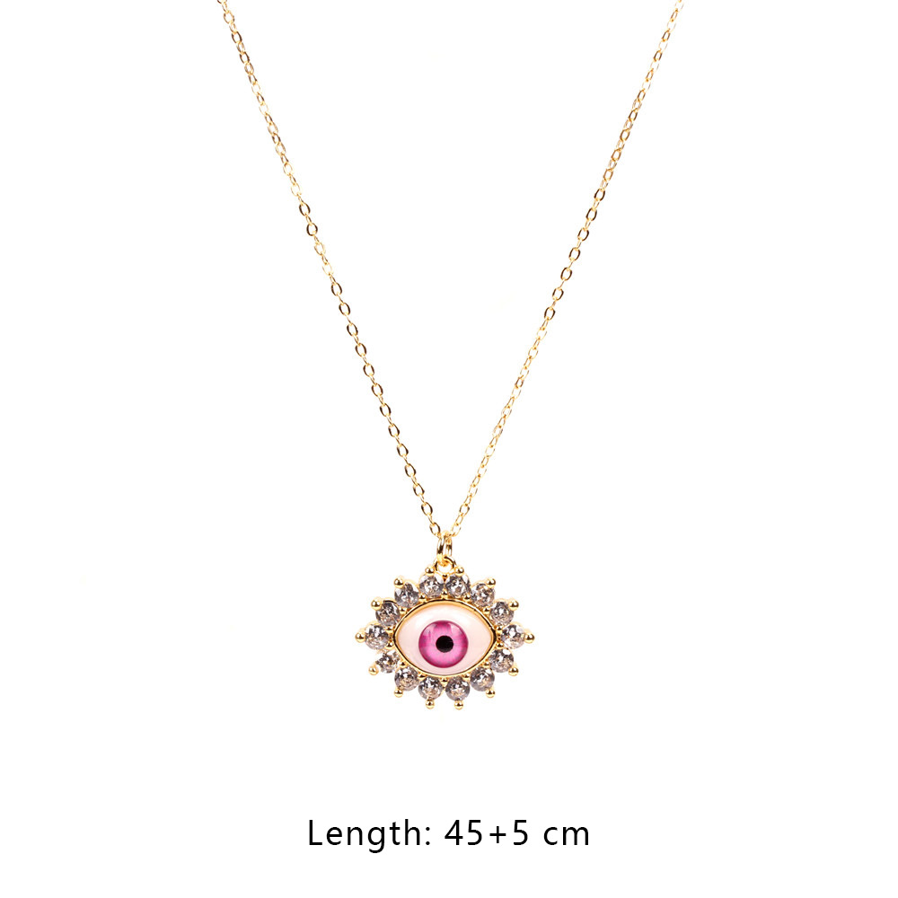 Fashion Demon Eyes Color Zircon Pendant Copper Necklace