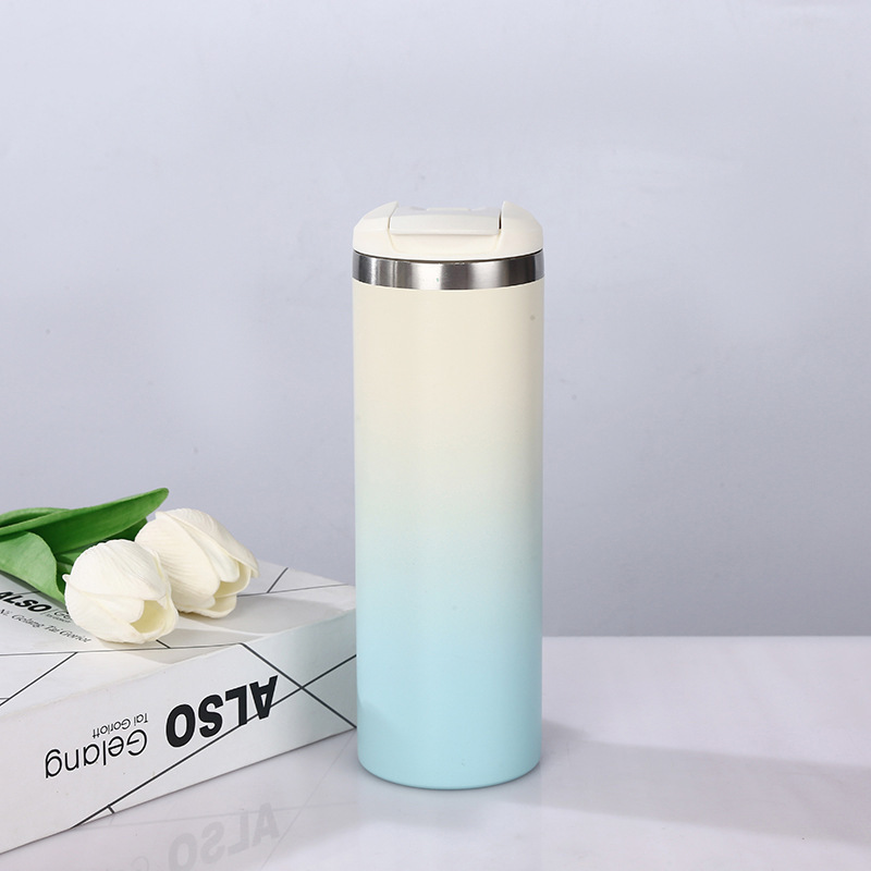 Minimalist Popular Style 304 Stainless Steel Thermos Cup, Large Capacity, Portable for Car Use, Gradient Design, High Aesthetic Value