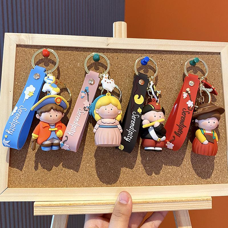 Cartoon Three-Dimensional Doll Fashion Car Key Chain Male Small Artist Key Chain Female Exquisite School Bag Pendant