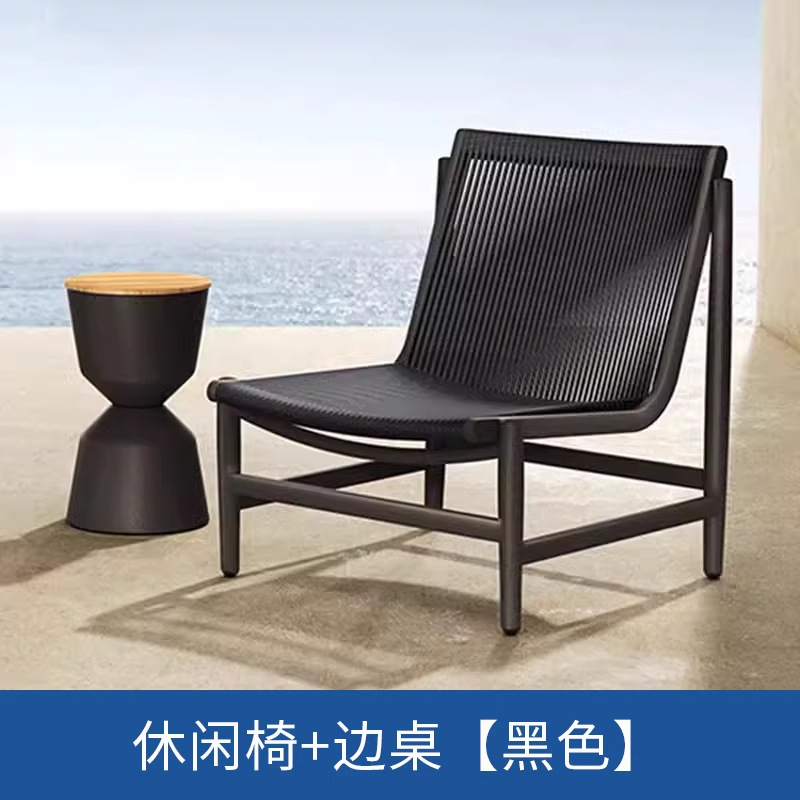 Sofá de terraza de ratán al aire libre, silla de comedor de jardín de villa, silla de mimbre de ocio al aire libre, mueble combinado de tres piezas