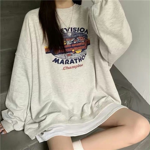 Super popular round neck sweatshirt for women  autumn new Korean style thin jacket student loose tops women's clothing wholesale