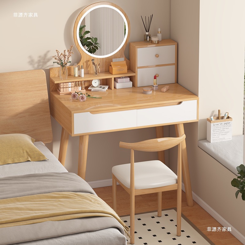 Dressing Table Girl's Bedroom Internet Celebrity Dressing Table Small Apartment Bedroom Modern Light Luxury Storage Cabinet Integrated Table with Light