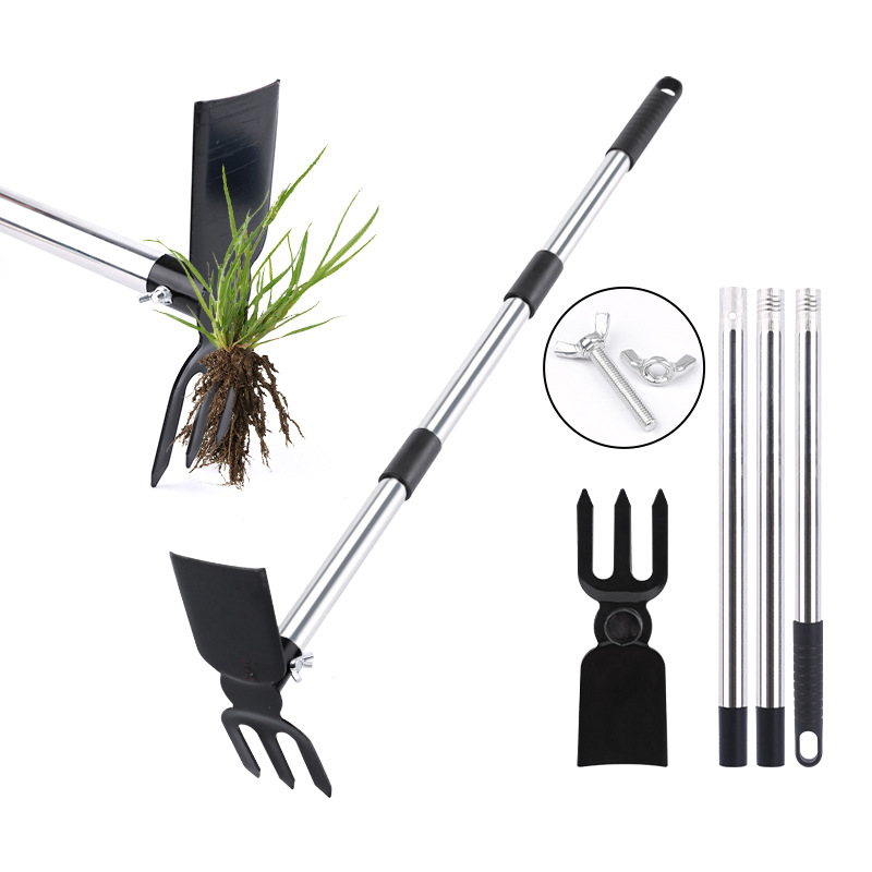 Jardín de azada de doble cabeza de azada de tres azadas de jardinería de doble propósito pequeña azada de flores de plantación de verduras de flores caseras azada de arena multifuncional