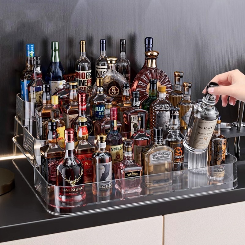 小酒物置棚階段式透明小瓶洋酒基調酒整理棚コンビニミニカクテル展示|undefined