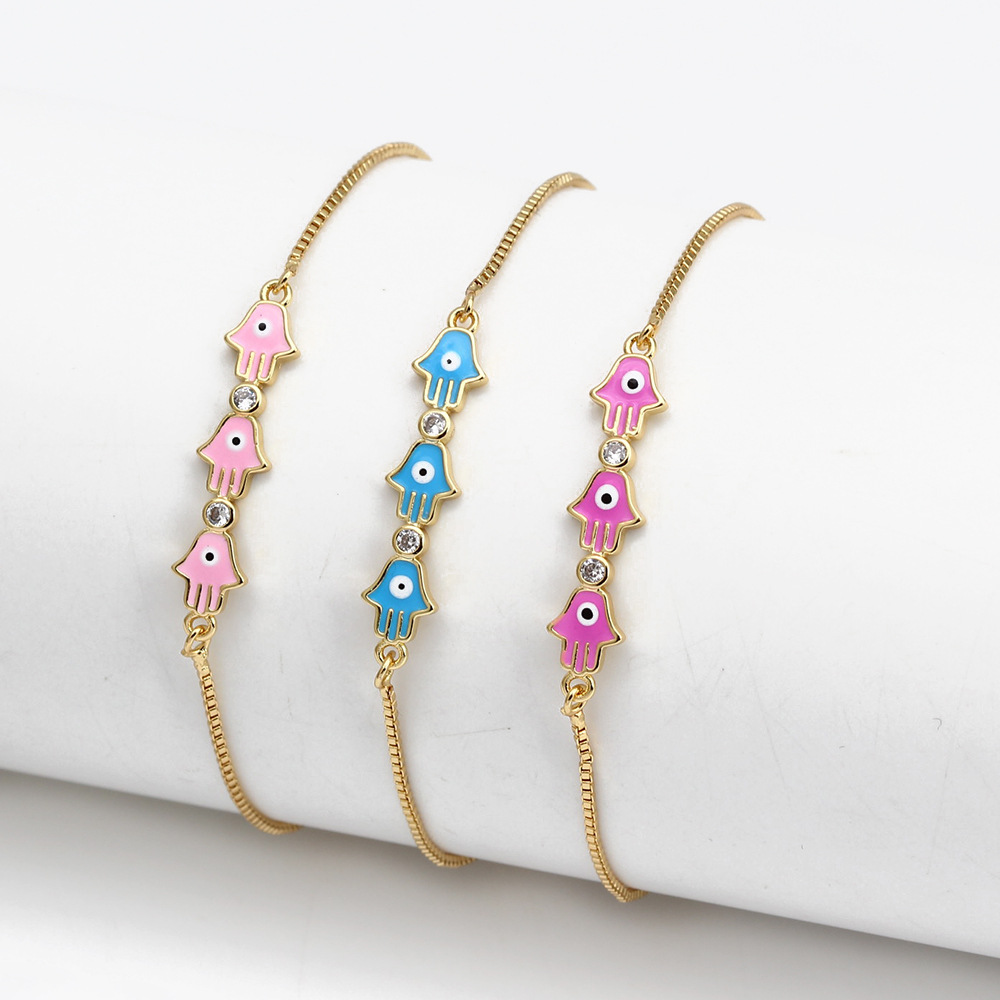 Fashion Devilu0027S Eye Palm Copper Inlay Zircon Bracelets 1 Piece