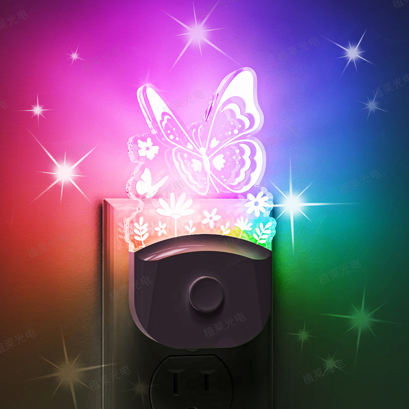 Plug-In Night Light Gy083 Acrylic Butterfly Style Creative Bedroom Bedside Sensor Night Light for Kidsren Plug-In Night Light Gy083 Acrylic Butterfly Style Creative Bedroom Bedside Sensor Night Light for Kidsren
