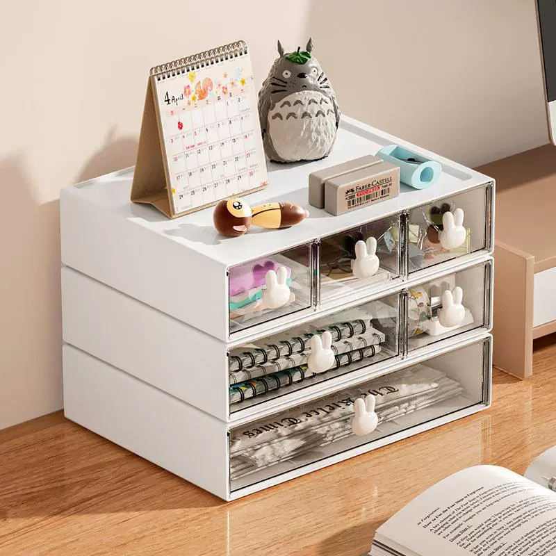 Stationery Combination Drawer Box, HIPS/Polystyrene/PP, 1–3 Drawers, Desk Organizer