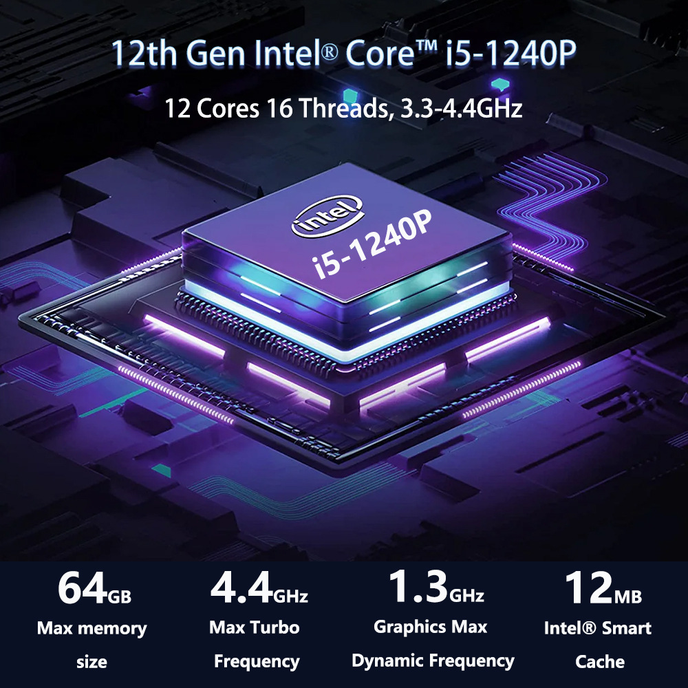 De alto rendimiento KC12i5 1240P mini ordenador viaje de negocios oficina en casa MiniPC mini ordenador pequeño anfitrión